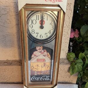 Coca Cola Retro Wall Clock with Gold Accents